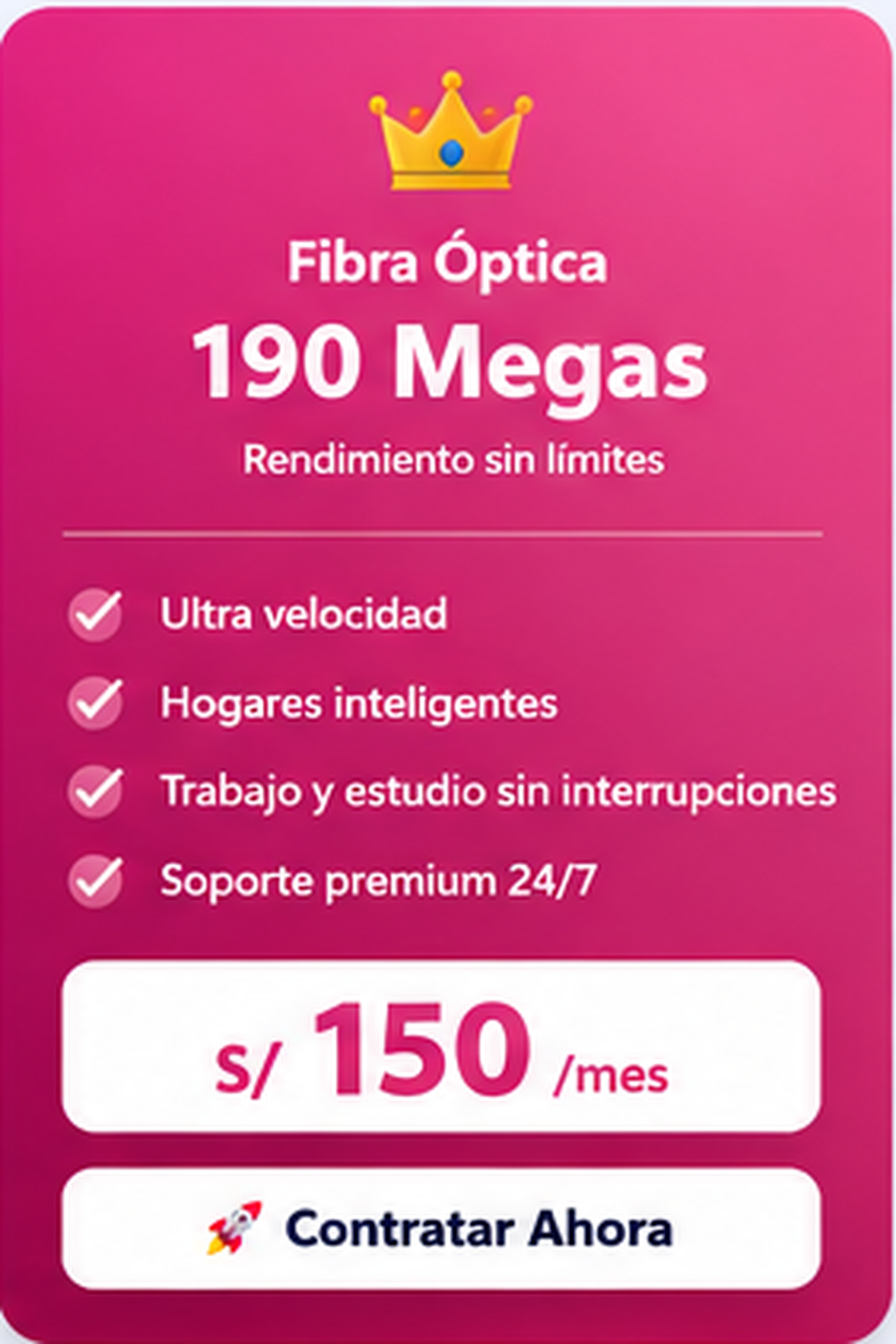 Plan Fibra Óptica 190 Megas