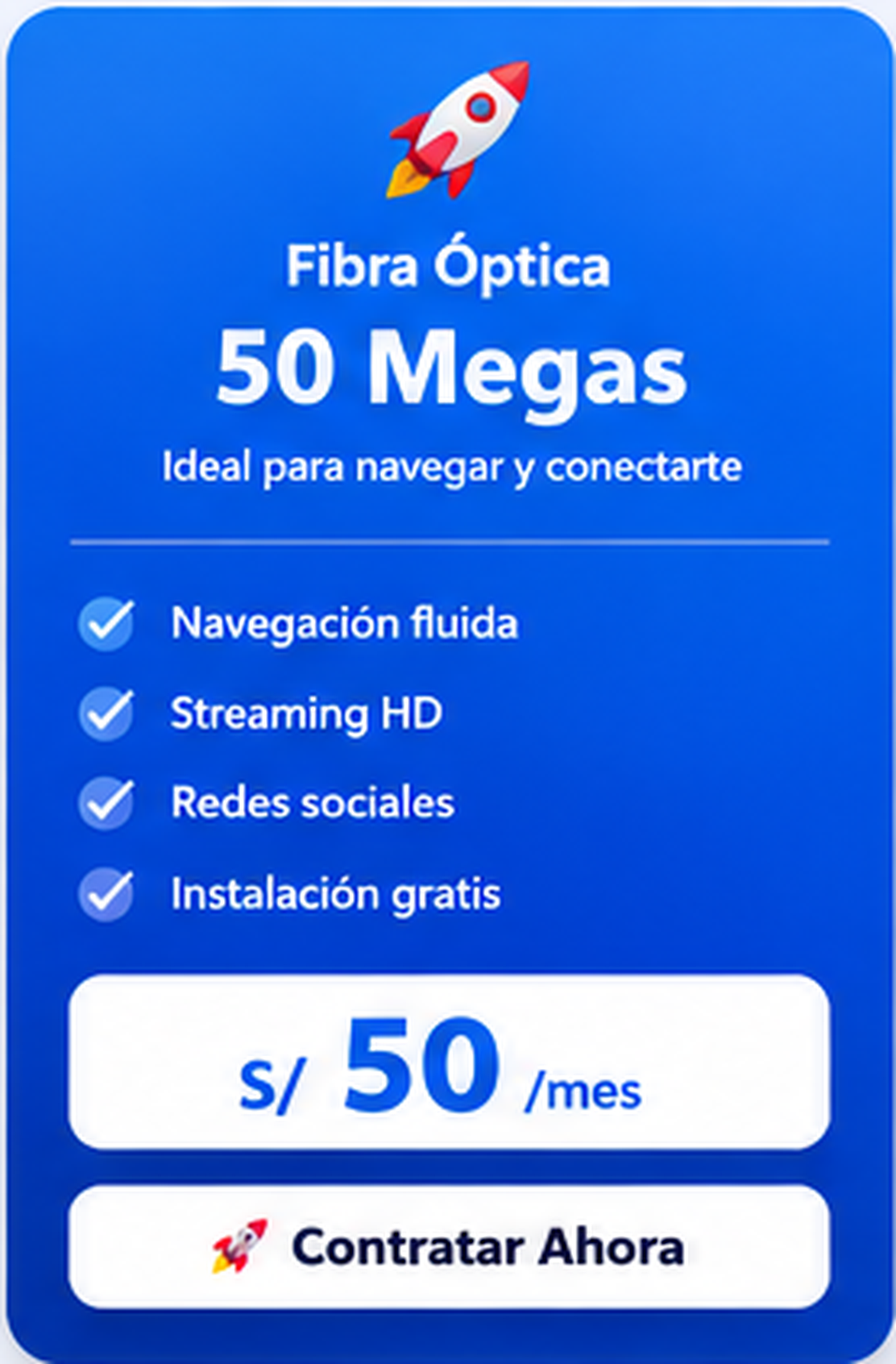 Plan Fibra Óptica 50 Megas